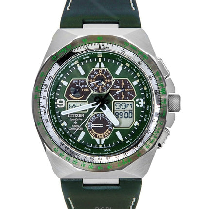 Citizen Promaster Skyhawk AT Perpetual Calendar Chronograph Green Dial Eco-Drive Diver&#39;s JY8147-01X 200M miesten kello