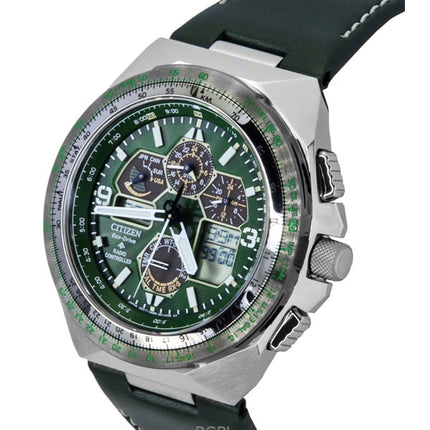 Citizen Promaster Skyhawk AT Perpetual Calendar Chronograph Green Dial Eco-Drive Diver&#39;s JY8147-01X 200M miesten kello