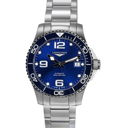 Longines HydroConquest ruostumaton teräs Sunray Blue kellotaulu automaattinen sukeltaja L3.780.4.96.6 300M miesten kello