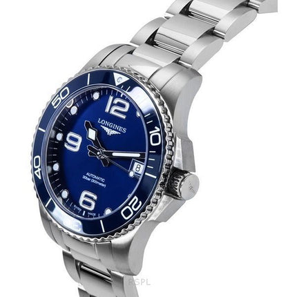 Longines HydroConquest ruostumaton teräs Sunray Blue kellotaulu automaattinen sukeltaja L3.780.4.96.6 300M miesten kello