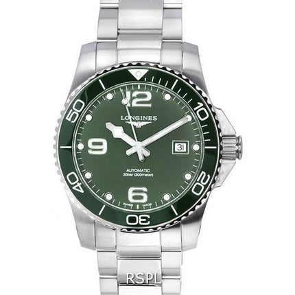 Longines HydroConquest Matt Vihreä Super-LumiNova-kelloautomaattisukelluksella L3.781.4.06.6 300M miesten kello