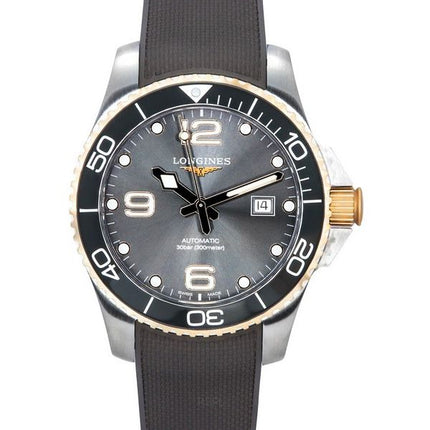 Longines HydroConquest kumihihna Sunray Grey kellotaulu automaattinen sukeltaja L3.782.3.78.9 300M miesten kello