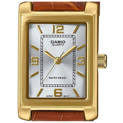 Casio Standard analoginen ruskea nahkaranneke hopea kellotaulu kvartsi LTP-1234GLL-7A naisten kello