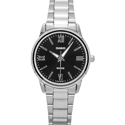 Casio analoginen ruostumattomasta teräksestä valmistettu musta kellotaulu kvartsi LTP-1303DD-1AV naisten kello