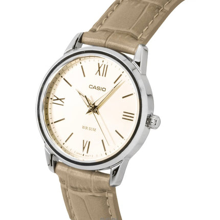 Casio analoginen nahkaranneke, kultainen kellotaulu, kvartsi LTP-1303LL-7AV, naisten kello