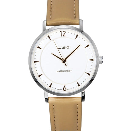 Casio Standard Analoginen Nahkahihna Kermanvärinen Kellotaulu Kvartsi LTP-VT04L-7A1 Naisten kello