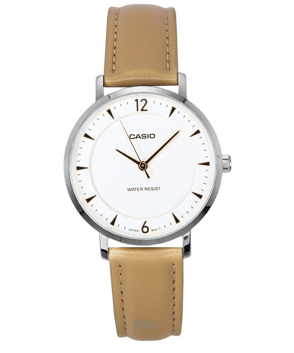 Casio Standard Analoginen Nahkahihna Kermanvärinen Kellotaulu Kvartsi LTP-VT04L-7A1 Naisten kello