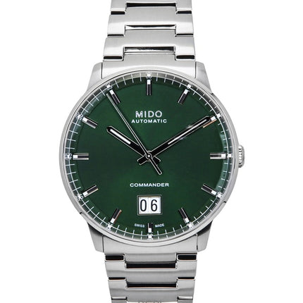 Mido Commander Big Date -ruostumattomasta teräksestä valmistettu vihreä kellotaulu automaattinen M021.626.11.091.00 miesten kello