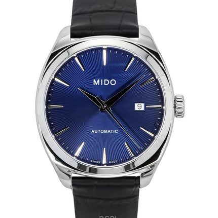 Mido Belluna Royal Gent musta nahkaranneke sininen kellotaulu automaattinen M024.507.16.041.00 miesten kello