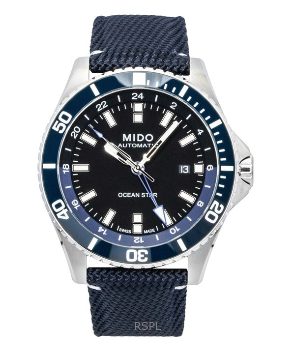 Mido Ocean Star GMT -kangasranneke, musta kellotaulu, automaattinen sukeltajan M026.629.17.051.00 200M miesten kello