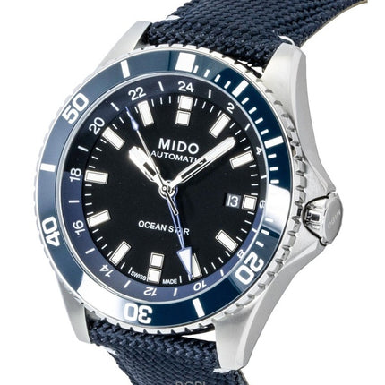 Mido Ocean Star GMT -kangasranneke, musta kellotaulu, automaattinen sukeltajan M026.629.17.051.00 200M miesten kello