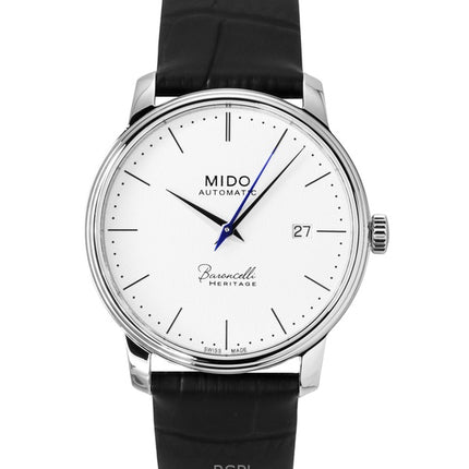 Mido Baroncelli Heritage -nahkaranneke, valkoinen kellotaulu, automaattinen M027.407.16.010.00 miesten kello