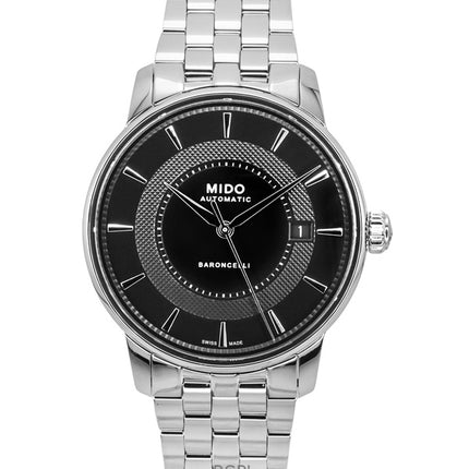 Mido Baroncelli Signature -ruostumattomasta teräksestä valmistettu musta kellotaulu automaattinen M037.407.11.051.01 miesten kello