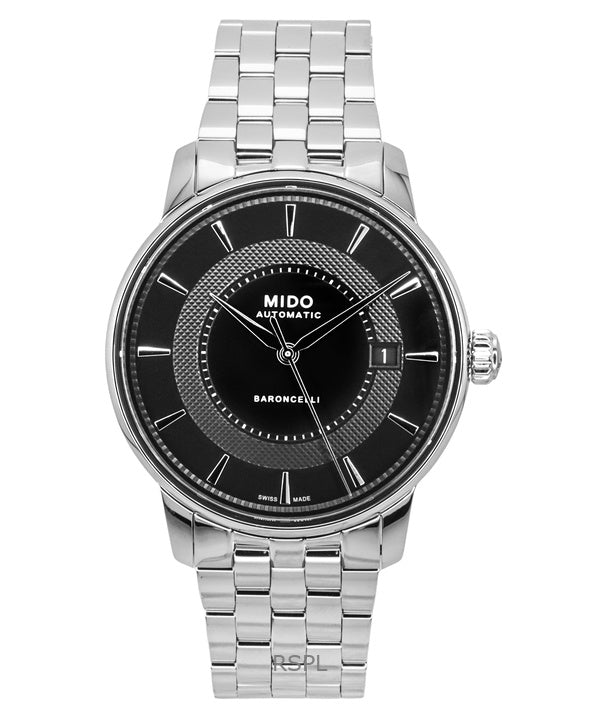 Mido Baroncelli Signature -ruostumattomasta teräksestä valmistettu musta kellotaulu automaattinen M037.407.11.051.01 miesten kello