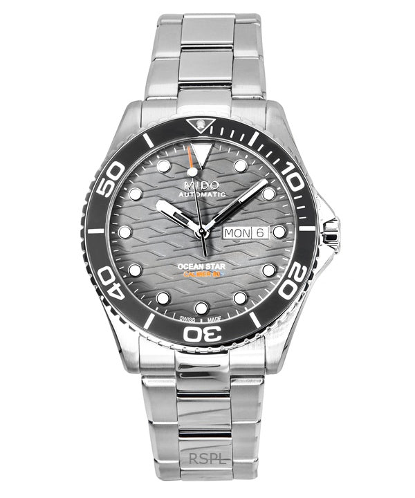 Mido Ocean Star 200C ruostumattomasta teräksestä valmistettu harmaa kellotaulu automaattinen sukeltajan M042.430.11.081.00 200M miesten kello