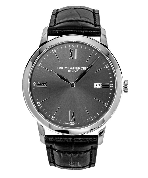 Baume &amp; Mercier Classima -kvartsi M0A10416 -nahkaranneke, musta kellotaulu, miesten kello