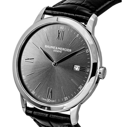 Baume &amp; Mercier Classima -kvartsi M0A10416 -nahkaranneke, musta kellotaulu, miesten kello