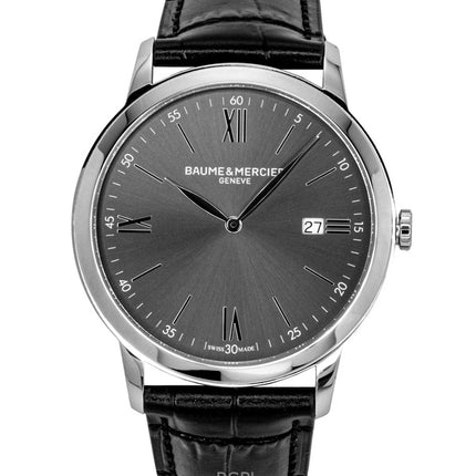 Baume &amp; Mercier Classima -kvartsi M0A10416 -nahkaranneke, musta kellotaulu, miesten kello