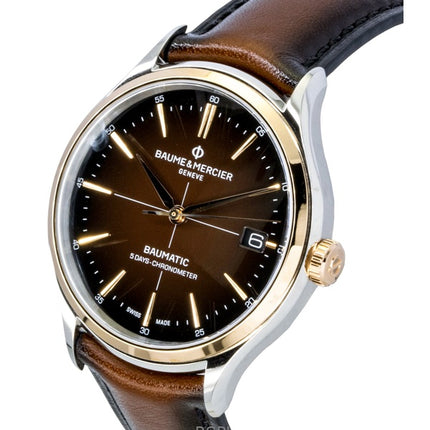 Baume &amp; Mercier Clifton nahkaranneke ruskealla kellotaululla automaattinen M0A10713 miesten kello
