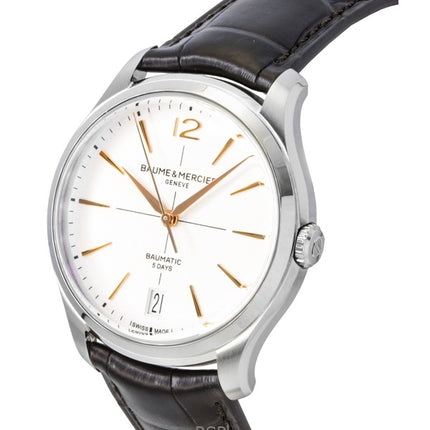 Baume &amp; Mercier Clifton nahkaranneke luonnonvalkoinen kellotaulu automaattinen M0A10773 miesten kello