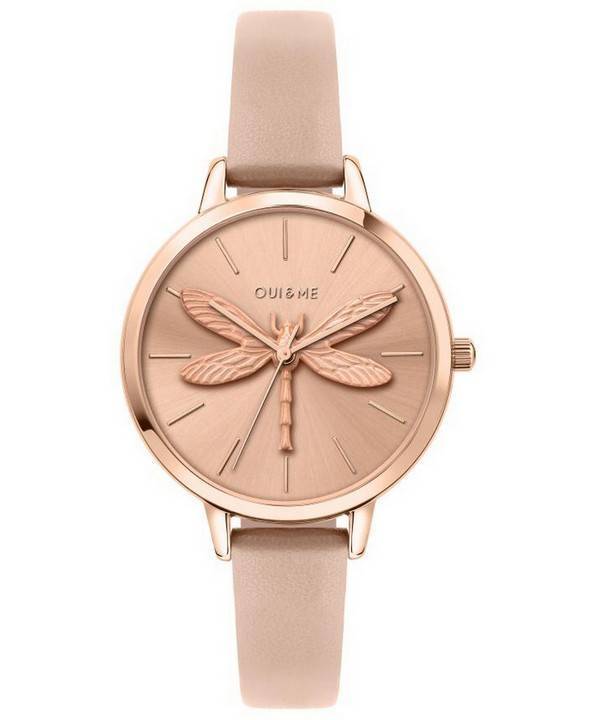 Oui &, Me Amourette Rose Gold Sunray kellotaulu nahkaranneke kvartsi ME010100 naisten kello