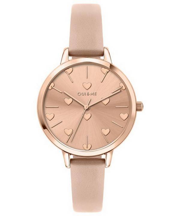 Oui &, Me Petite Amourette Rose Gold Sunray kellotaulu nahkaranneke kvartsi ME010106 naisten kello
