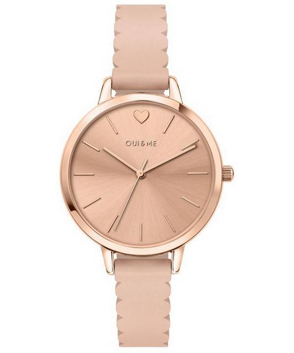 Oui &, Me Amourette Rose Gold kiiltävä kellotaulu nahkaranneke kvartsi ME010144 naisten kello