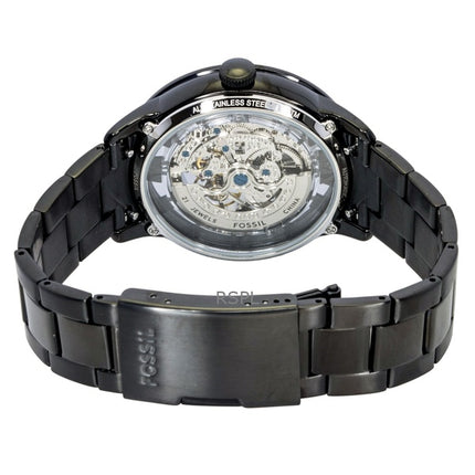 Fossil Townsman ruostumattomasta teräksestä valmistettu musta luurankokellotaulu, automaattinen ME3269 miesten kello