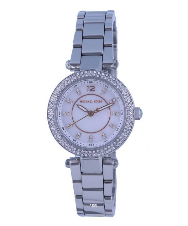 Michael Kors Mini Parker Crystal Accents hopea kellotaulu kvartsi MK6932 naisten kello