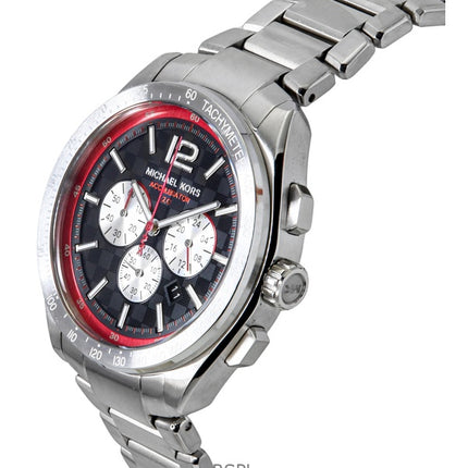 Michael Kors Oversized Accelerator 2.0 Chronograph -rannekello ruostumattomasta teräksestä, mustasta kellotaulusta, kvartsi, MK9176, miesten kello