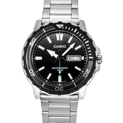 Casio Standard Analog Ruostumattomasta Teräksestä Musta Kellotaulu Quartz MTD-125D-1A3V 100M Miesten Kello