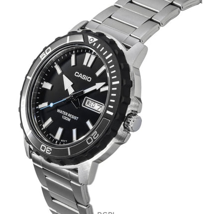 Casio Standard Analog Ruostumattomasta Teräksestä Musta Kellotaulu Quartz MTD-125D-1A3V 100M Miesten Kello