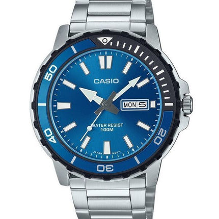 Casio Standard Analoginen ruostumaton teräs sininen kellotaulu kvartsi MTD-125D-2A1V 100M miesten kello