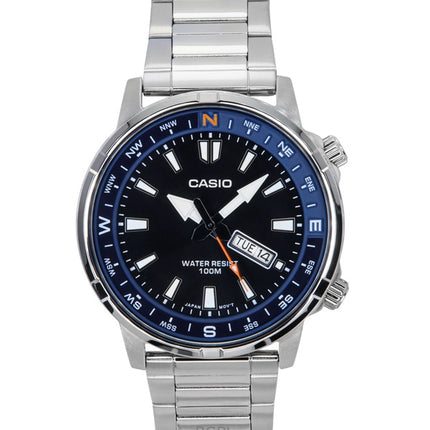 Casio Standard Analoginen ruostumaton teräs musta kellotaulu kvartsi MTD-130D-1A2V 100M miesten kello