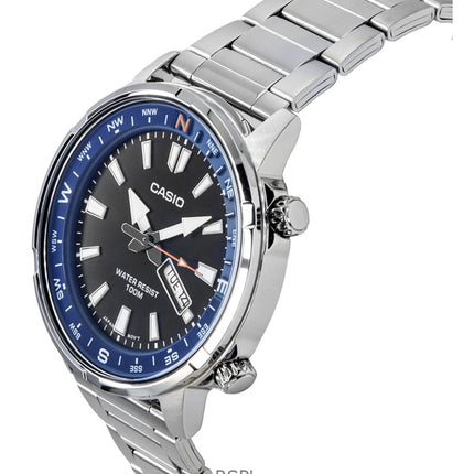 Casio Standard Analoginen ruostumaton teräs musta kellotaulu kvartsi MTD-130D-1A2V 100M miesten kello