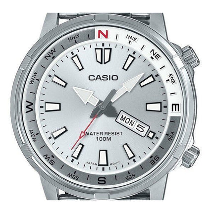 Kunnostettu Casio Standard Analog Ruostumattomasta Teräksestä Hopeinen Kellotaulu Quartz MTD-130D-7AV 100M Miesten Kello