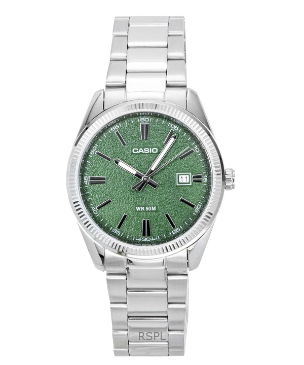 Casio Standard Analog Ruostumattomasta Teräksestä Vihreä Kellotaulu Quartz MTP-1302DA-3AV Miesten Kello