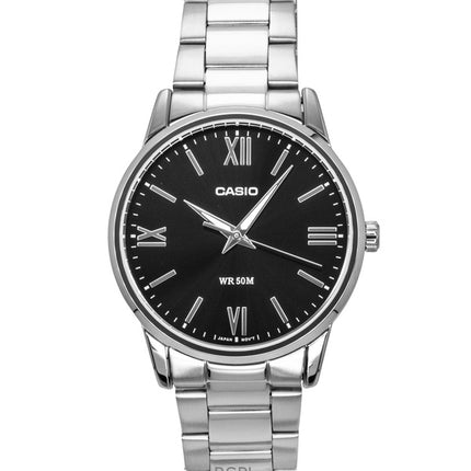 Casio analoginen ruostumattomasta teräksestä valmistettu musta kellotaulu kvartsi MTP-1303DD-1AV miesten kello