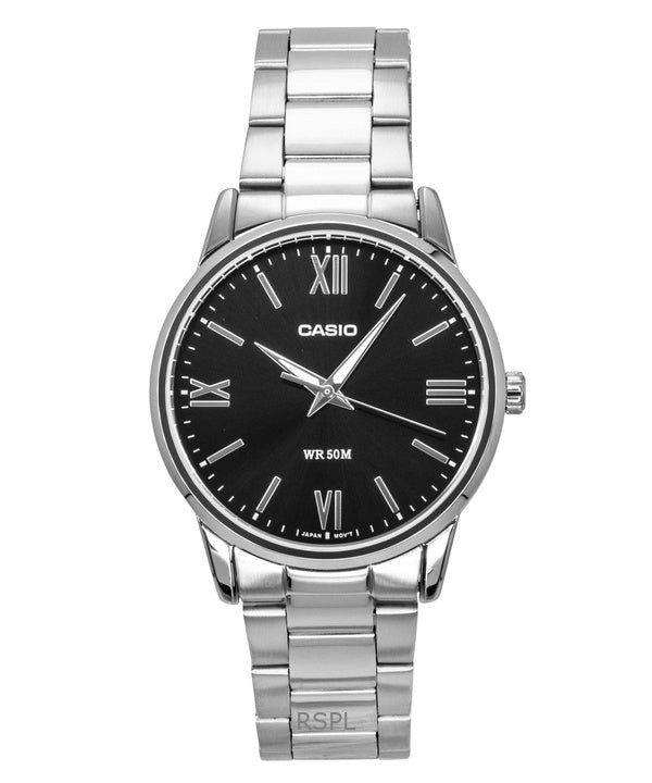 Casio analoginen ruostumattomasta teräksestä valmistettu musta kellotaulu kvartsi MTP-1303DD-1AV miesten kello