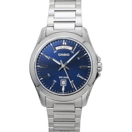 Casio Standard Analog Ruostumattomasta Teräksestä Sininen Kellotaulu Quartz MTP-1370D-2A2V Miesten Kello