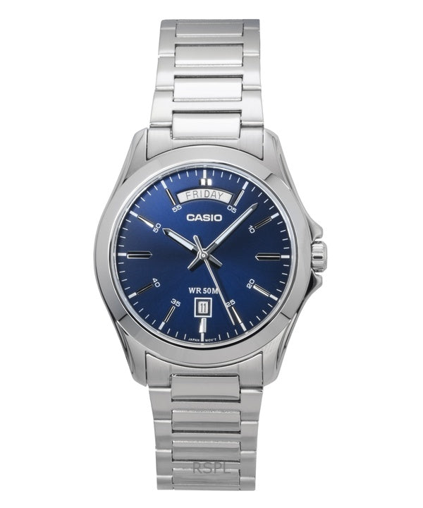 Casio Standard Analog Ruostumattomasta Teräksestä Sininen Kellotaulu Quartz MTP-1370D-2A2V Miesten Kello