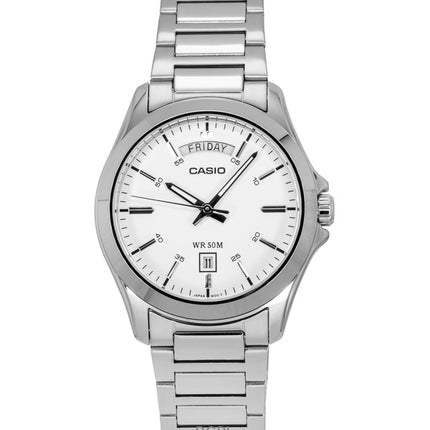Casio Standard Analog Ruostumattomasta Teräksestä Valkoisella Kellotaululla Quartz MTP-1370D-7A3V Miesten Kello