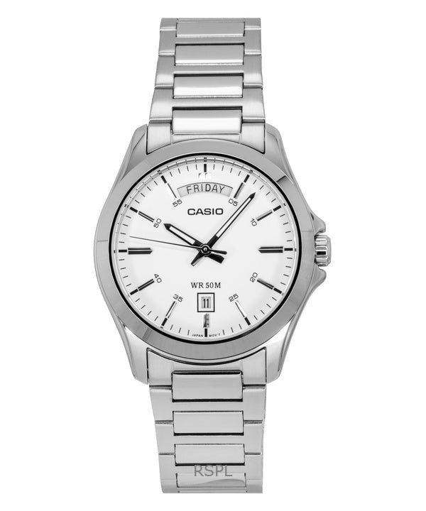 Casio Standard Analog Ruostumattomasta Teräksestä Valkoisella Kellotaululla Quartz MTP-1370D-7A3V Miesten Kello