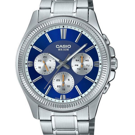 Casio Enticer analoginen ruostumattomasta teräksestä valmistettu sininen kellotaulu kvartsi MTP-1375D-2A1 miesten kello