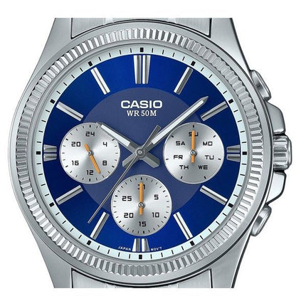 Casio Enticer analoginen ruostumattomasta teräksestä valmistettu sininen kellotaulu kvartsi MTP-1375D-2A1 miesten kello