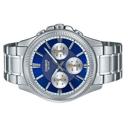 Casio Enticer analoginen ruostumattomasta teräksestä valmistettu sininen kellotaulu kvartsi MTP-1375D-2A1 miesten kello