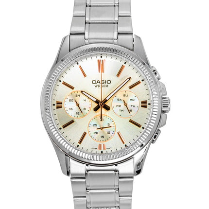 Casio Enticer analoginen ruostumattomasta teräksestä valmistettu hopeinen kellotaulu kvartsi MTP-1375D-7A2V miesten kello
