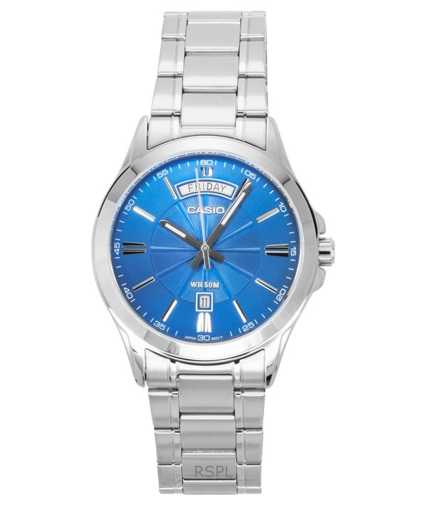 Casio Standard Analog Ruostumattomasta Teräksestä Sininen Kellotaulu Quartz MTP-1381D-2AV Miesten Kello