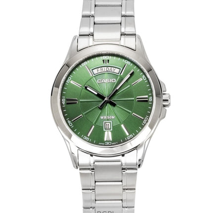 Casio Standard Analog Ruostumattomasta Teräksestä Vihreä Kellotaulu Quartz MTP-1381D-3AV Miesten Kello