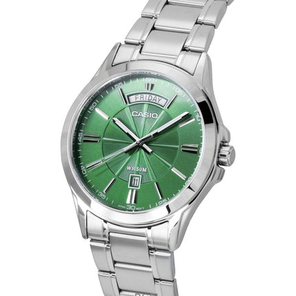 Casio Standard Analog Ruostumattomasta Teräksestä Vihreä Kellotaulu Quartz MTP-1381D-3AV Miesten Kello